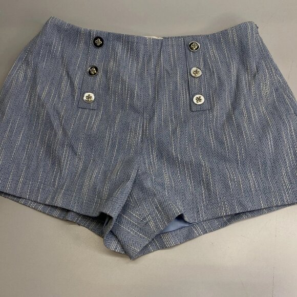 Ramy Brook Women's Samira Mini Shorts Light Indigo Slub Blue Size 4